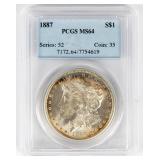 Coin 1887 Morgan Silver Dollar PCGS MS64