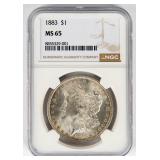 Coin 1883  Morgan Silver Dollar NGC  MS65