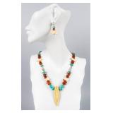 Jewelry Turquoise Fetish Necklace & Earrings