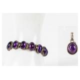 Jewelry Sterling Amethyst Bracelet & Pendant