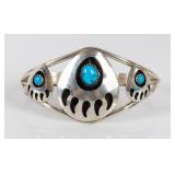 Jewelry Sterling Bear Claw Turquoise Cuff Bracelet