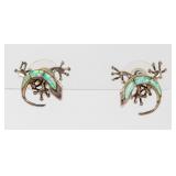 Jewelry Sterling Silver Opal Lizard Earrings