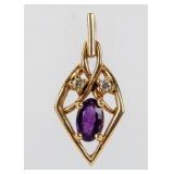 Jewelry 14kt Yellow Gold Amethyst Pendant