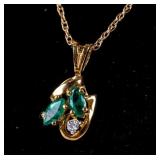 Jewelry 10kt Yellow Gold Emerald Necklace