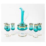 Vintage Murano-Style Decanter W/ 6 Cordial Glasses