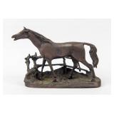 Art Horse By A Fence Bronze Statue