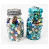 Jars of  Assorted Vintage Marbles