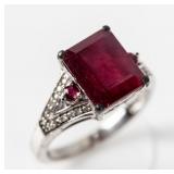 Jewelry Sterling Silver Ruby/Diamond Ring