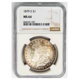 Coin 1879-S Morgan Silver Dollar NGC MS64