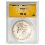 Coin 1882-S  Morgan Silver Dollar ANACS MS63