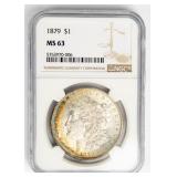 Coin 1879  Morgan Silver Dollar NGC MS63