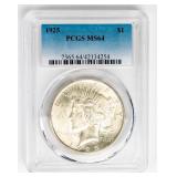 Coin 1925 Peace Silver Dollar PCGS  MS64