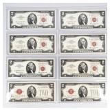 Currency (8) $2 United State Notes