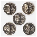 Coin (5) Wittnauer Presidential Sterling Medals