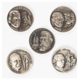 Coin (5) Wittnauer Presidential Sterling Medals
