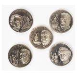 Coin (5) Wittnauer Presidential Sterling Medals