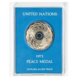Coin 1971 United Nations Peace Sterling Silver
