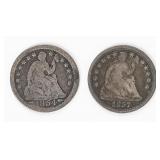 Coin (2) Seated Liberty Half Dimes 1857 & 1854-O