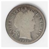 Coin 1913-S United States Barber Dime in Good