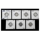 Coin (7) Mercury Dimes  XF/ Brilliant Uncirculated