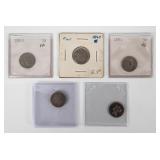 Coin (5) United States Three Cent Nickels
