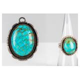 Jewelry Sterling Silver Turquoise Ring & Pendant