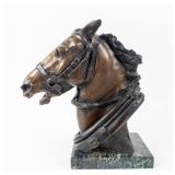 Art H M Shrady Horse Head Bust Bronze Sculpture