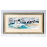 Art Framed Winter Farm Landscape Artwork