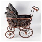 Victorian Style Wicker Doll Carriage