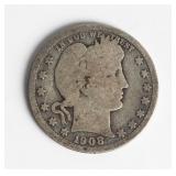 Coin 1908-S Barber Quarter in Good