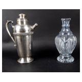 Vintage Glass Decanter & Silver-Pl Martini Shaker