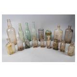 Lot of 17 Antique Glass Bottles  Various Types