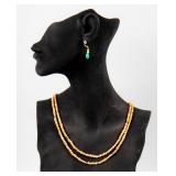 Jewelry Coral Beaded Necklace & Earrings