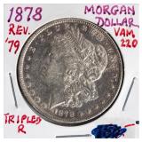 Coin 1878 Rev. 79 Morgan Silver Dollar in AU