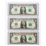 Currency (3) 2013 Binary $1 Federal Reserve CU