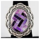 Jewelry Sterling Silver Purple Stone Mosaic Ring