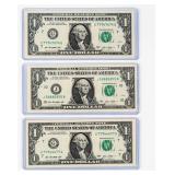 Currency (3) 2013 Binary $1 Federal Reserve  CU
