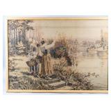 Art Woven Outside Scene Tapestry Framed Wall Hangi