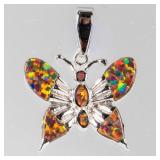Jewelry Sterling Silver Opal Butterfly Pendant