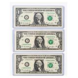 Currency (3) 2013 Binary $1 Federal Reserve CU