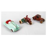 Lot Of 3 Vintage Cars / Motorcycle Toys