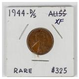 Coin 1944-D/S  Lincoln Cent in XF  Rare Variety