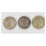 Coin (3) Peace Silver Dollars 1922 P, D & S