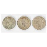 Coin (3) Peace Silver Dollars 1922 & 1923-D
