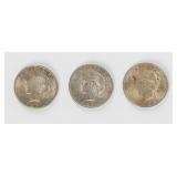 Coin (3) Peace Silver Dollars 1923   XF & AU