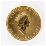 Coin 1997 Canada Maple Leaf 1 Troy Oz. .999 Gold