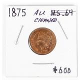 Coin 1875 Indian Head Cent in Almost Unc.*