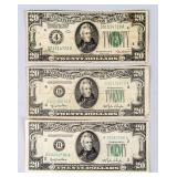 Coin (3) U.S. Currency $20 Federal Reserve Notes
