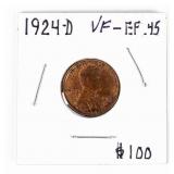 Coin 1924-D Lincoln Cent in Very Fine - Extra Fine