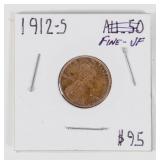 Coin 1912-S Lincoln Cent in Fine - VF